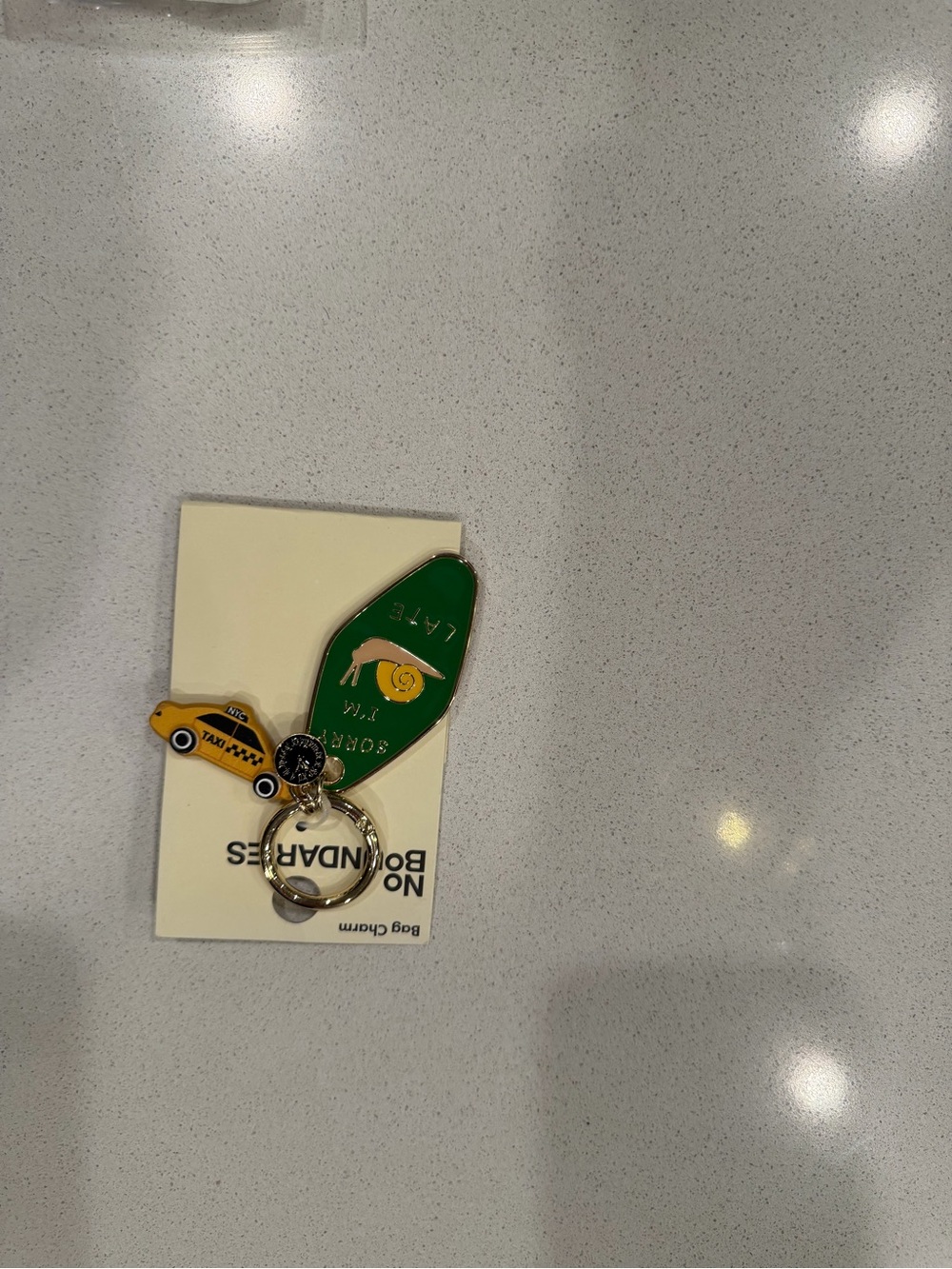 No Boundaries NWT Sorry I’m Late Snail Retro Motel Key Bag Charm Keychain